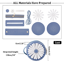 Bricolage à coudre sur des kits de fabrication de sacs à bandoulière/sac à bandoulière ronds multi-usages en cuir pu marguerite&nbsp;DIY-WH0297-56A