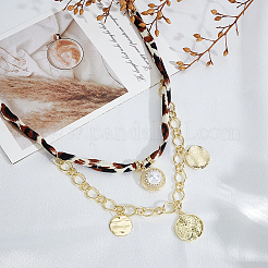 Collane con colletto in poliestere con pendente in lega di cristallo e strass con perla imitazione per le donne&nbsp;NJEW-SP0001-17A