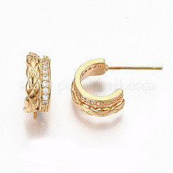 Messing Micro Pave klare Zirkonia Halb Creolen&nbsp;KK-R117-034B-NF