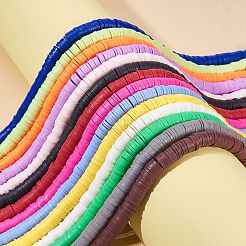 14 Strang 14 Farben flache runde handgemachte Polymer Clay Perlen&nbsp;CLAY-SZ0001-14