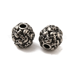 Cuentas de acero inoxidable 316 con forma de calavera y forma de rondelle retro&nbsp;LS-STAS-F072-05-01