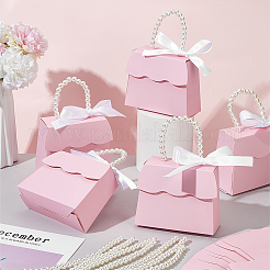 Caja de regalo de papel trapezoidal con asas de plástico de imitación de perlas.&nbsp;CON-WH0092-65B