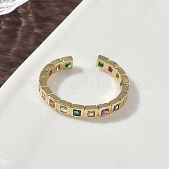 Manschettenringe aus Messing mit Mikropavé-Zirkonia für Damen&nbsp;RJEW-H256-09G