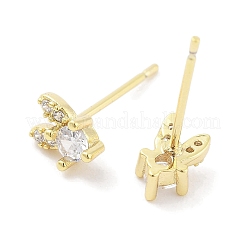 Orecchino a bottone in ottone con pavé di zirconi trasparenti&nbsp;EJEW-S217-G02