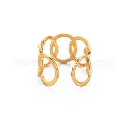 Placcatura ionica (ip) 304 anello polsino ovale aperto ad incastro in acciaio inossidabile&nbsp;RJEW-S405-147G