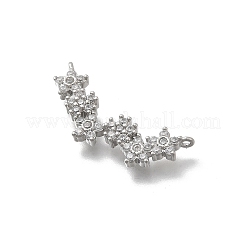 Breloques connecteurs en laiton micro pavé de zircones cubiques transparentes à 6 fleur&nbsp;KK-D431-072P