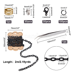 Kits de diy para hacer joyas con cadena de cable negra&nbsp;DIY-FH0003-90