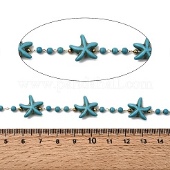 Handgefertigte 304 Edelstahl synthetische türkis Seestern Gliederketten&nbsp;CHS-L032-05G-02