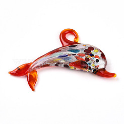 Handgefertigte Silberfolie lampwork großen Anhänger&nbsp;LAMP-T023-13
