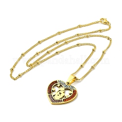 Colliers avec pendentif cœur en strass colorés pour la fête des mères&nbsp;NJEW-G123-02G