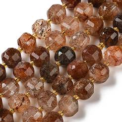 Hebras de cuentas de cuarzo rutilado de oro negro natural&nbsp;GG-CBABD99-03B