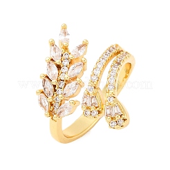 Messing-Fingerringe mit Mikropflaster und klarem Zirkonia für Damen&nbsp;RJEW-U047-09G