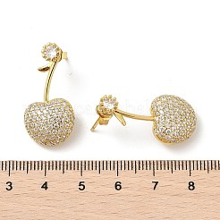 Kirsche Messing Micro Pave Kubisch Zirkonia Ohrstecker&nbsp;EJEW-M077-12G-02