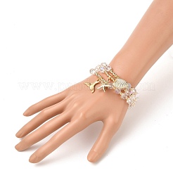 Braccialetti con ciondoli in ottone a tema oceano&nbsp;BJEW-JB05571