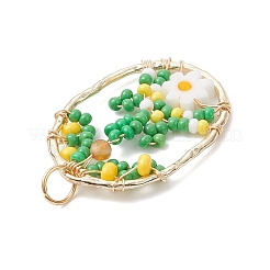 Oval aus Glasperlen mit Blumenanhängern&nbsp;PALLOY-MZ01061-03