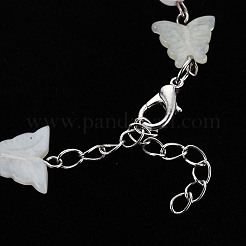 Papillon naturel nouveaux bracelets de perles de jade pour fille femmes&nbsp;BJEW-S145-002A