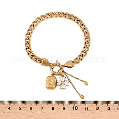 Bracelet en acier inoxydable 304 serti de micro-pavés de zircone cubique transparente&nbsp;BJEW-K297-01G