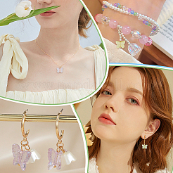 100 Stück ab-farbig plattierte transparente Acryl-Schmetterlings-Anschluss-Charms&nbsp;PALLOY-AR00034