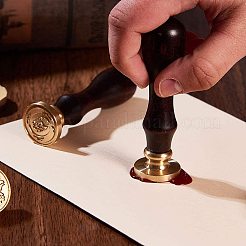 Poignées en bois et timbres en laiton pour bricolage scrapbook&nbsp;PH-TOOL-G011-09G