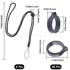 36 Silikonring mit 6 Polyester-Halsband-Lanyard zum Schutz vor Verlust des Anhängers.&nbsp;DIY-GF0008-08A