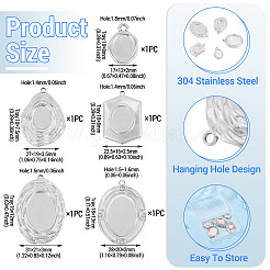 5 pz 5 stili 304 impostazioni cabochon pendente in acciaio inossidabile&nbsp;STAS-TA0005-72P