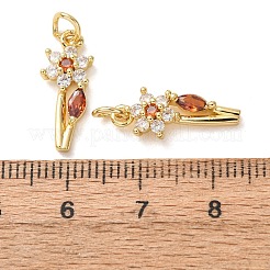 Anhänger aus Messing mit Mikropavé-Fassung aus orange-roten Zirkonia&nbsp;CU-E003-10G-C