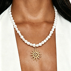 Colliers à pendentif en alliage texturé avec perles blanches en forme de cœur en plastique.&nbsp;WGD8EA0-01
