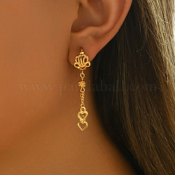 Eleganti orecchini a cerchio con nappe a forma di cuore in ottone&nbsp;UE5965-2