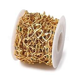 Messingherz mit Schmetterlingsgliederketten mit Glas&nbsp;KK-D422-12G