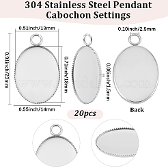20 pz 304 ciondolo cabochon in acciaio inox&nbsp;STAS-BBC0010-66