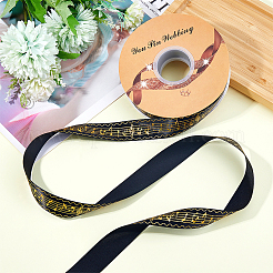 50 Yards Polyesterband mit Goldprägung und Musiknoten-Aufdruck&nbsp;OCOR-WH0091-34A