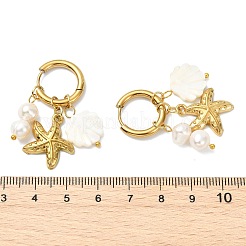 Hängeohrringe aus natürlicher weißer Muschel und Edelstahl 304&nbsp;EJEW-JE07111