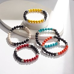 Bracelet extensible rond en perles synthétiques turquoise (teint) pour femme&nbsp;BJEW-JB07531