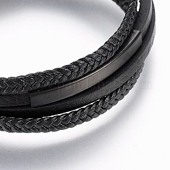 Geflochtene Mikrofaser-Pu-Leder-Schnur mehrsträngige Armbänder&nbsp;BJEW-K206-H-01B