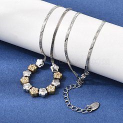 Collana con ciondolo a catena piatta a serpente in acciaio inossidabile 304 bicolore con micro pavé di zirconi cubici trasparenti&nbsp;SA-CBAB122-01B
