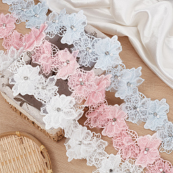 Doppellagige Polyester-Blumenspitzenbänder&nbsp;DIY-WH0656-60A