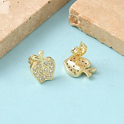 Orecchini a bottone in ottone con micro pavé di zirconi cubici trasparenti&nbsp;EJEW-Z144-24G