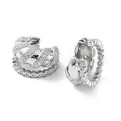 Orecchini a polsino da donna con micro pavé di zirconi cubici in ottone placcato a cremagliera&nbsp;KK-Z038-24P