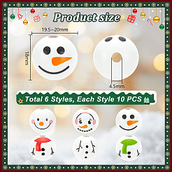 60 stücke 6 arten runde weihnachten schneemann druck holz europäischen&nbsp;WOOD-PH0002-98