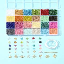 DIY-Armband-Sets aus runden Saatperlen-Perlen aus Glas und Charms aus Legierung&nbsp;DIY-FS0007-19