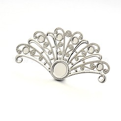 Cabochon bases bisel plana redonda fan de bronce en forma de filigrana colgante&nbsp;X-KK-L052-01