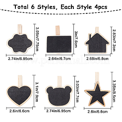 24 pince à tableau noir en bois de 6 styles&nbsp;DIY-GF0003-59