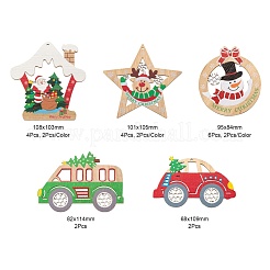 18 pièces thème de noël gros pendentifs en bois naturel&nbsp;WOOD-LS0001-07