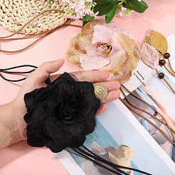 2 stücke 2 farben tuch blume wrap gewachste schnur kleid gürtel für damen dekoration&nbsp;AJEW-CA0005-08