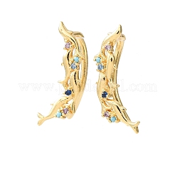 Boucles d'oreilles à clous en laiton pavé de zirconiums cubiques&nbsp;KK-CBAA351-20G-02