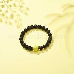Bracciale elasticizzato in pietra lavica naturale&nbsp;BJEW-JB08553-03
