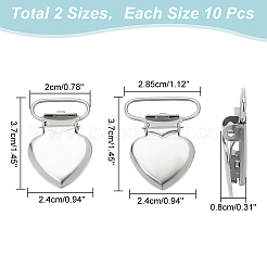 20 Stück 2 Stil Herz Eisen Schnuller Hosenträger Clips&nbsp;DIY-WR0002-83