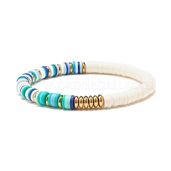 Heishi-Perlen-Stretch-Armbänder aus synthetischem Hämatit und Fimo&nbsp;BJEW-JB07405