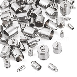 60pc 6 styles 201 emembouts de cordon en acier inoxydable&nbsp;STAS-TA0002-98