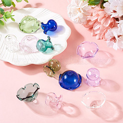 6 jeu de 6 capuchons de perles en verre transparent de couleurs&nbsp;GLAA-BY0001-06